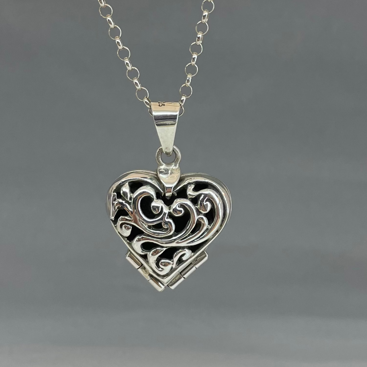 Croí Four Compartment Oxidised Heart Silver Locket Pendant