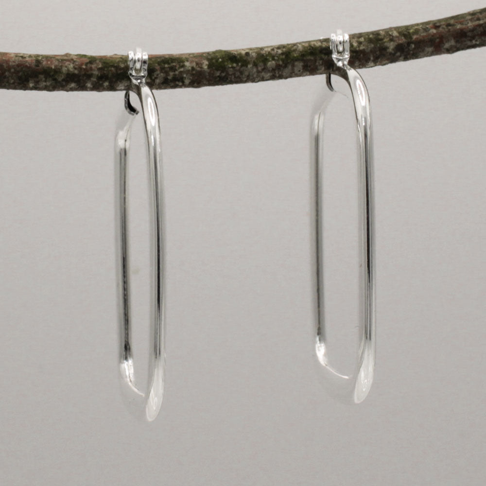 Lupita Large Square Silver Hinged Hoop Earrings