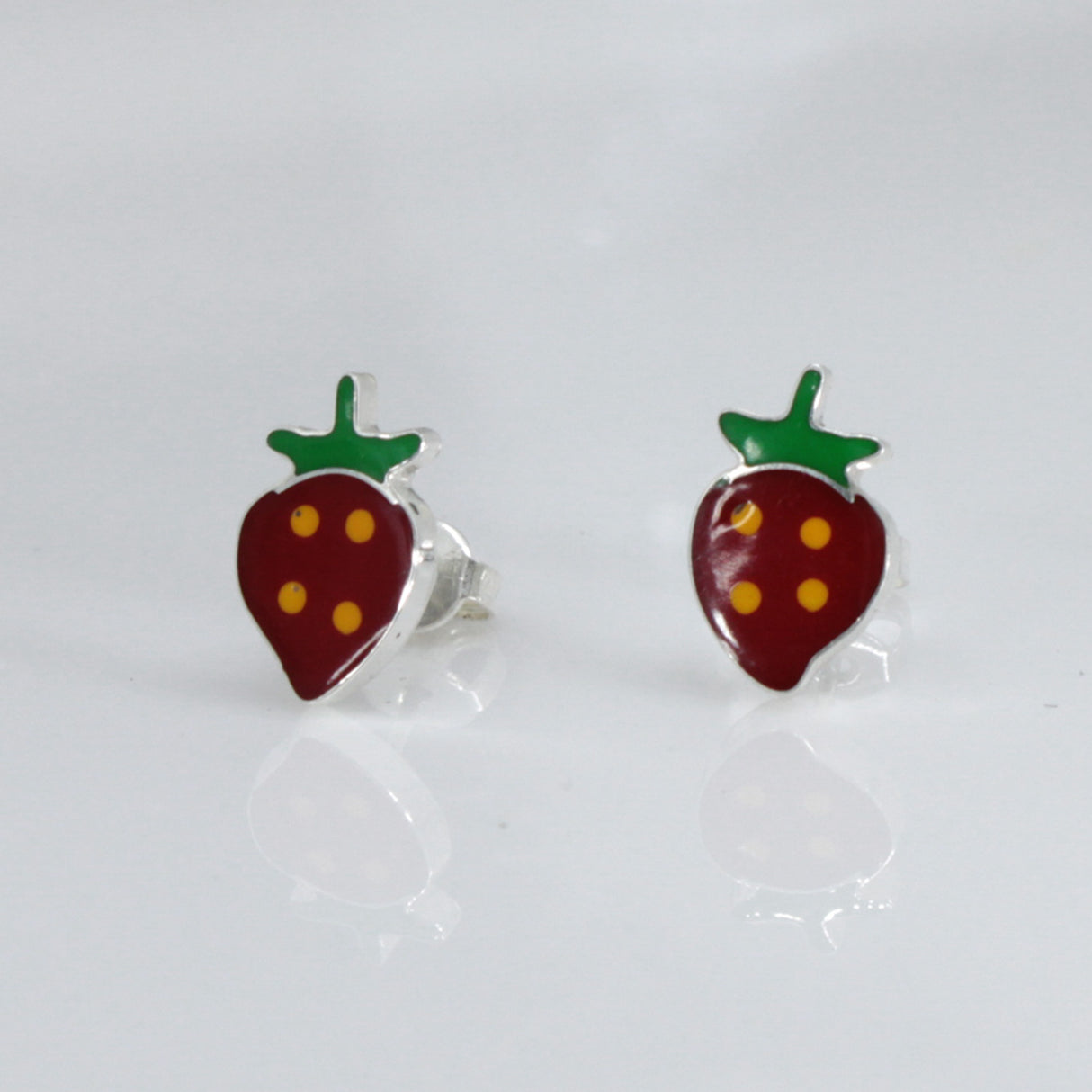 Memento Strawberry Silver Stud Earrings