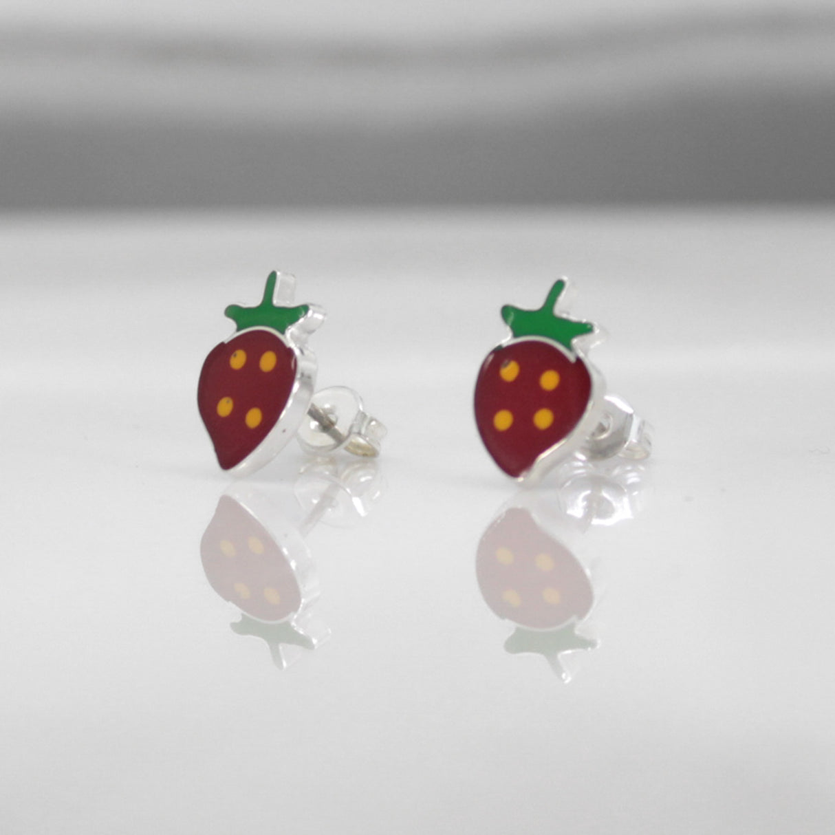 Memento Strawberry Silver Stud Earrings
