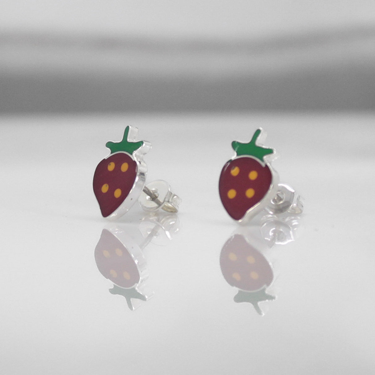 Memento Strawberry Silver Stud Earrings