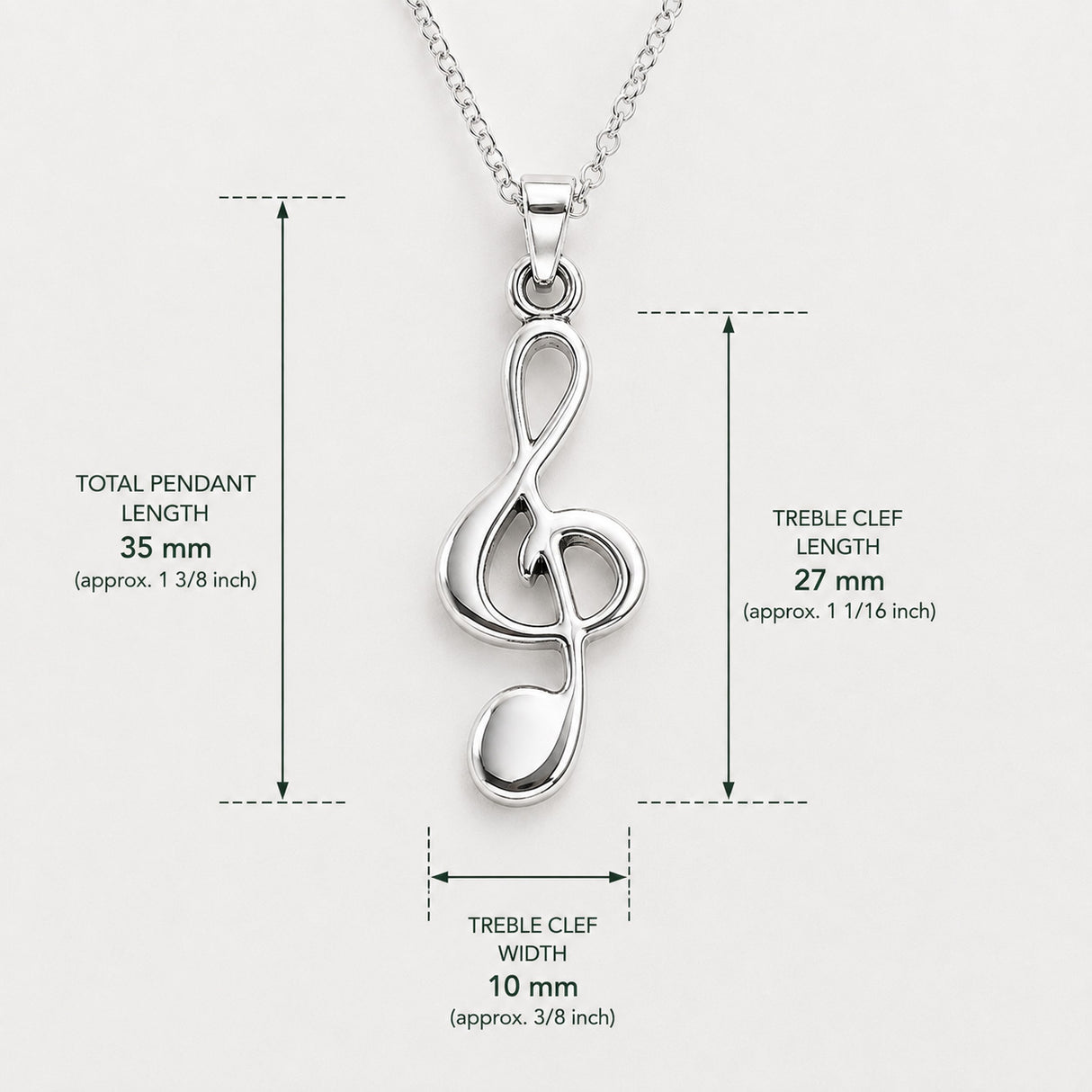 Memento Treble Clef (Music Note) Silver Pendant