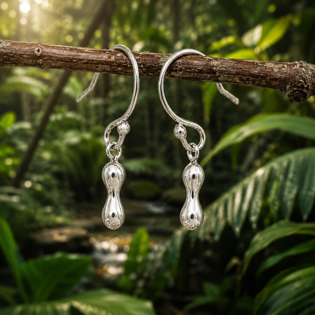 Piccoli Tiny Dumbbell Silver Dangle Earrings