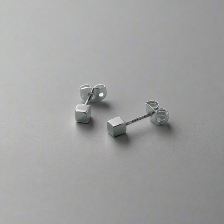 Piccoli Tiny Cube Silver Ireland Stud Earrings