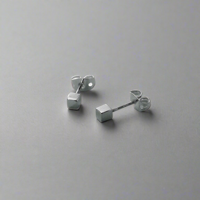 Piccoli Tiny Cube Silver Ireland Stud Earrings