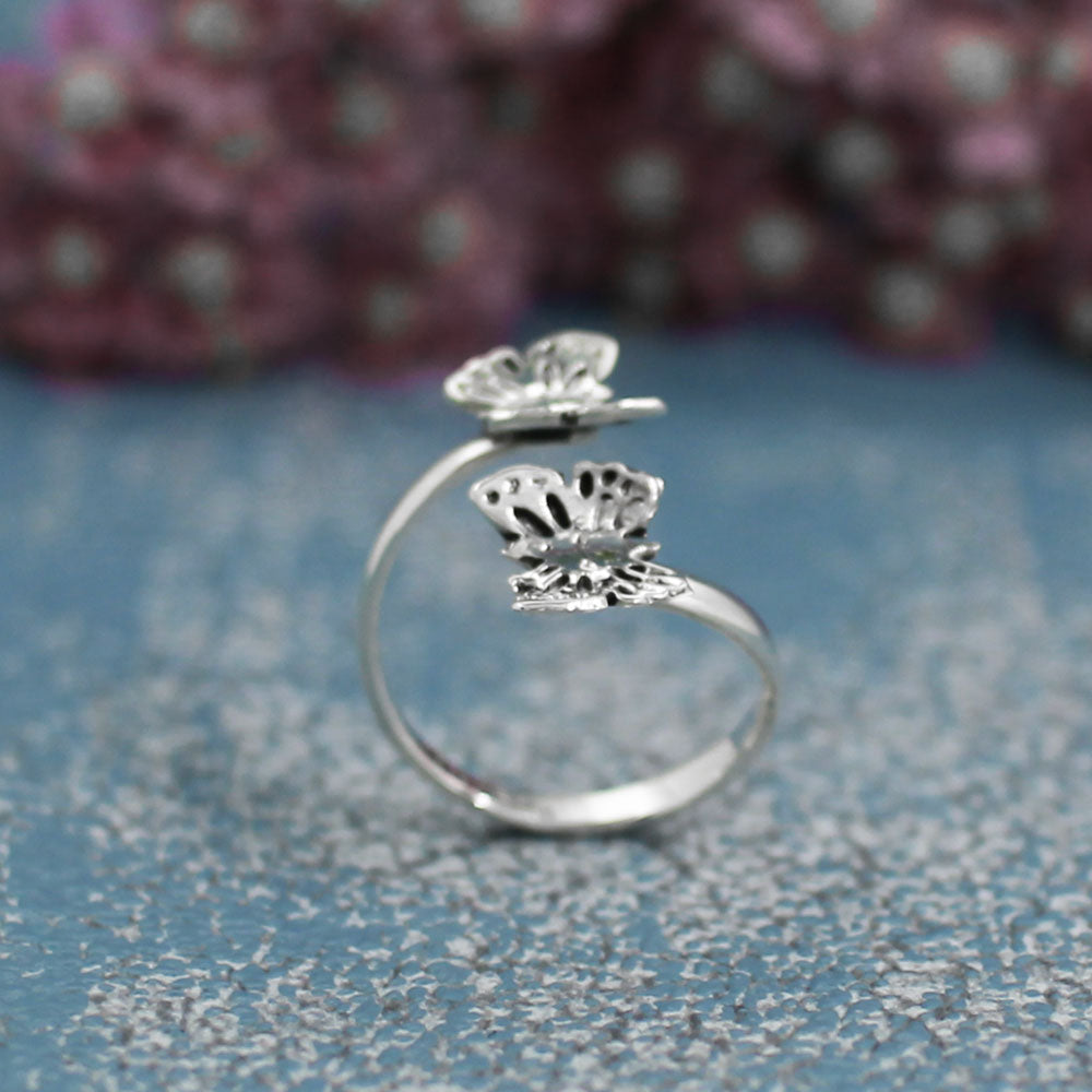 Móinéir Mini Butterflies Silver Adjustable Ring