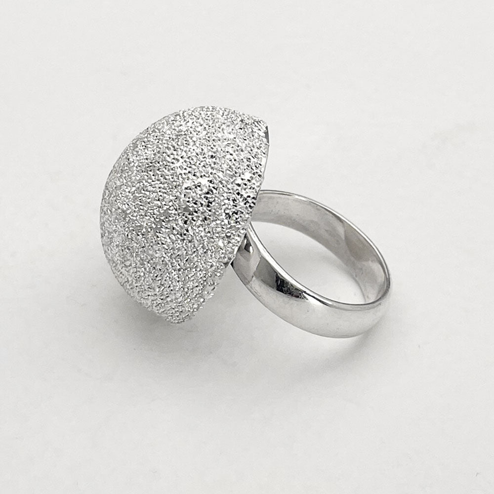Artemis Glitter Dome Silver Adjustable Ring
