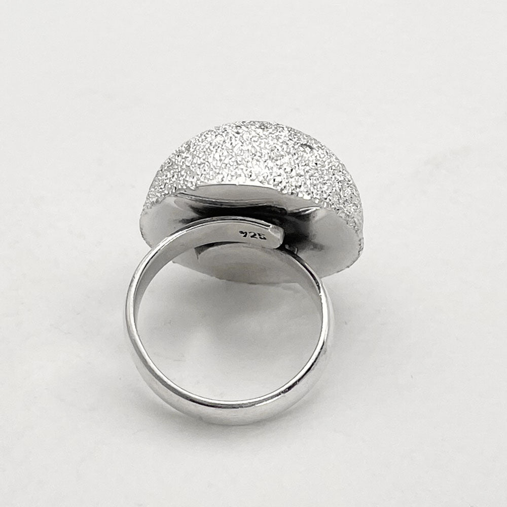 Artemis Glitter Dome Silver Adjustable Ring