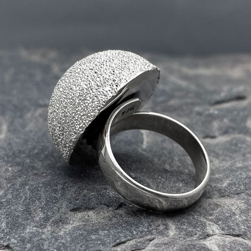 Artemis Glitter Dome Silver Adjustable Ring