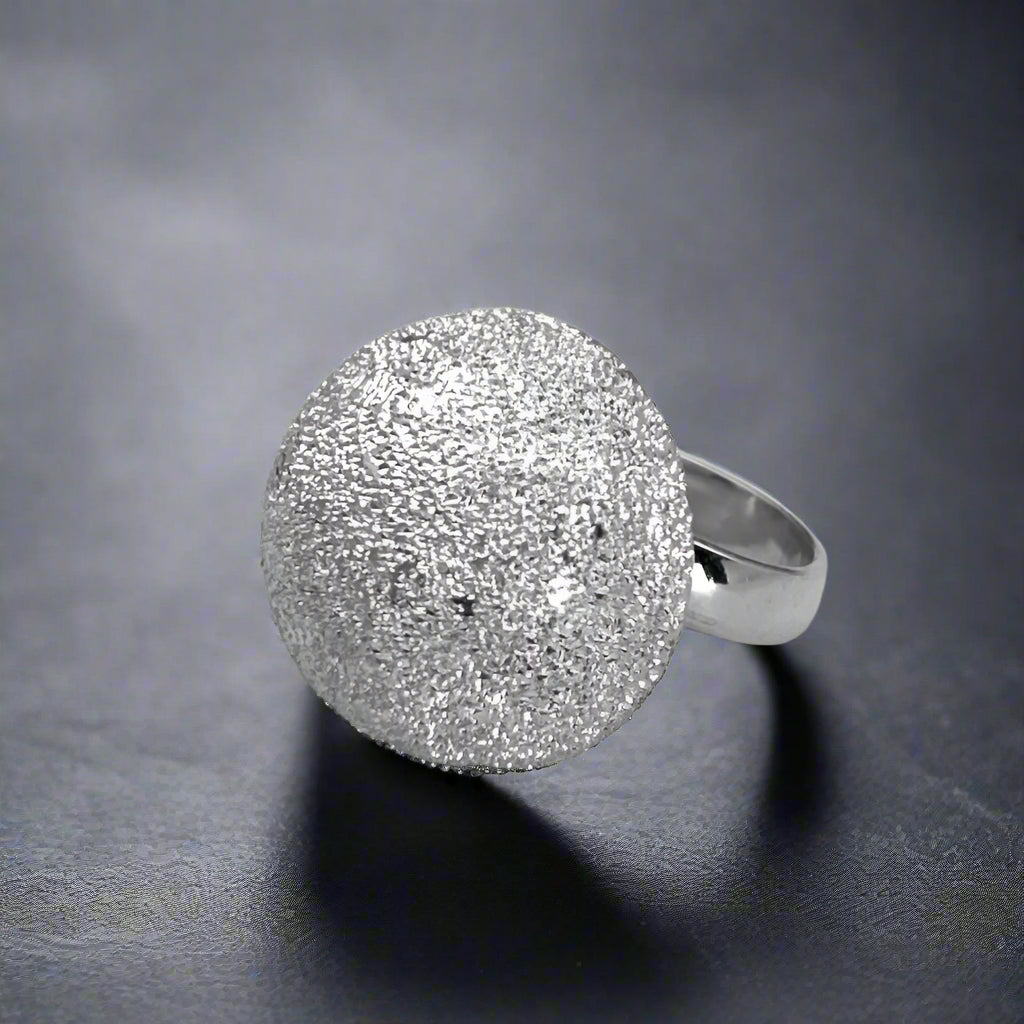 Artemis Glitter Dome Silver Adjustable Ring