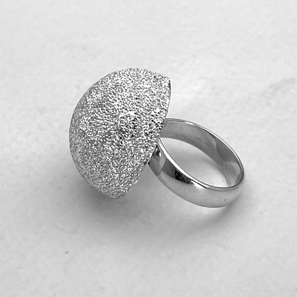 Artemis Glitter Dome Silver Adjustable Ring