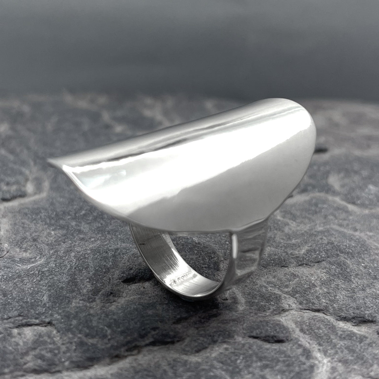 Tara Elongated Crest Silver Ring