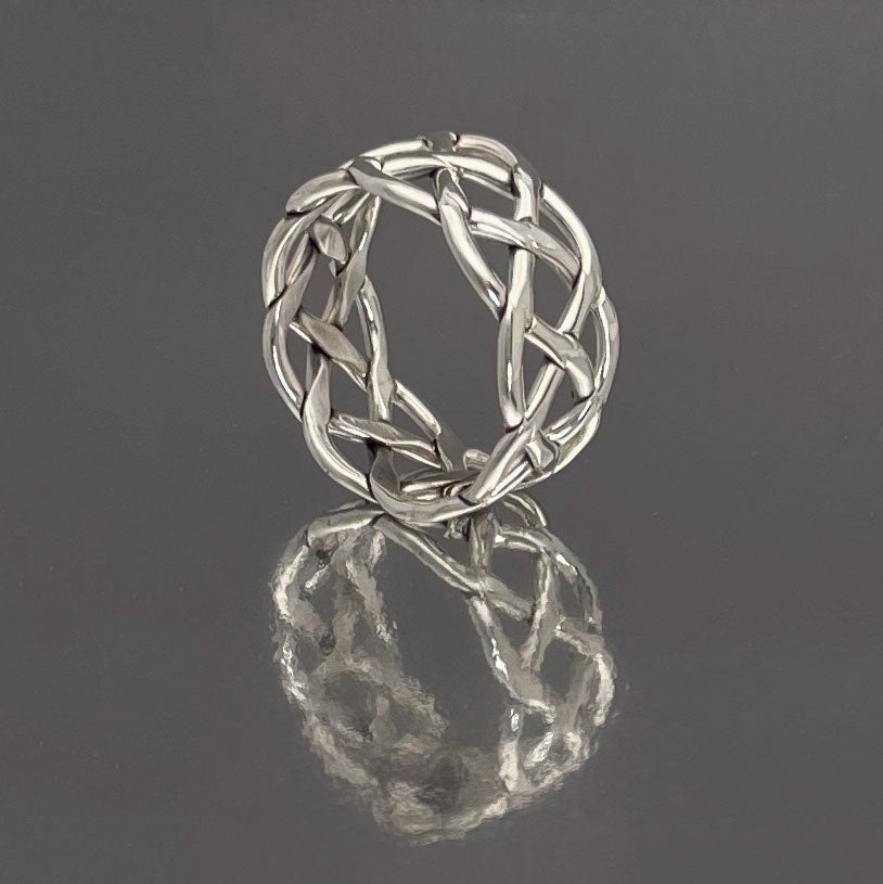 Celtic The Warrior's Weave Wide Silver Ring