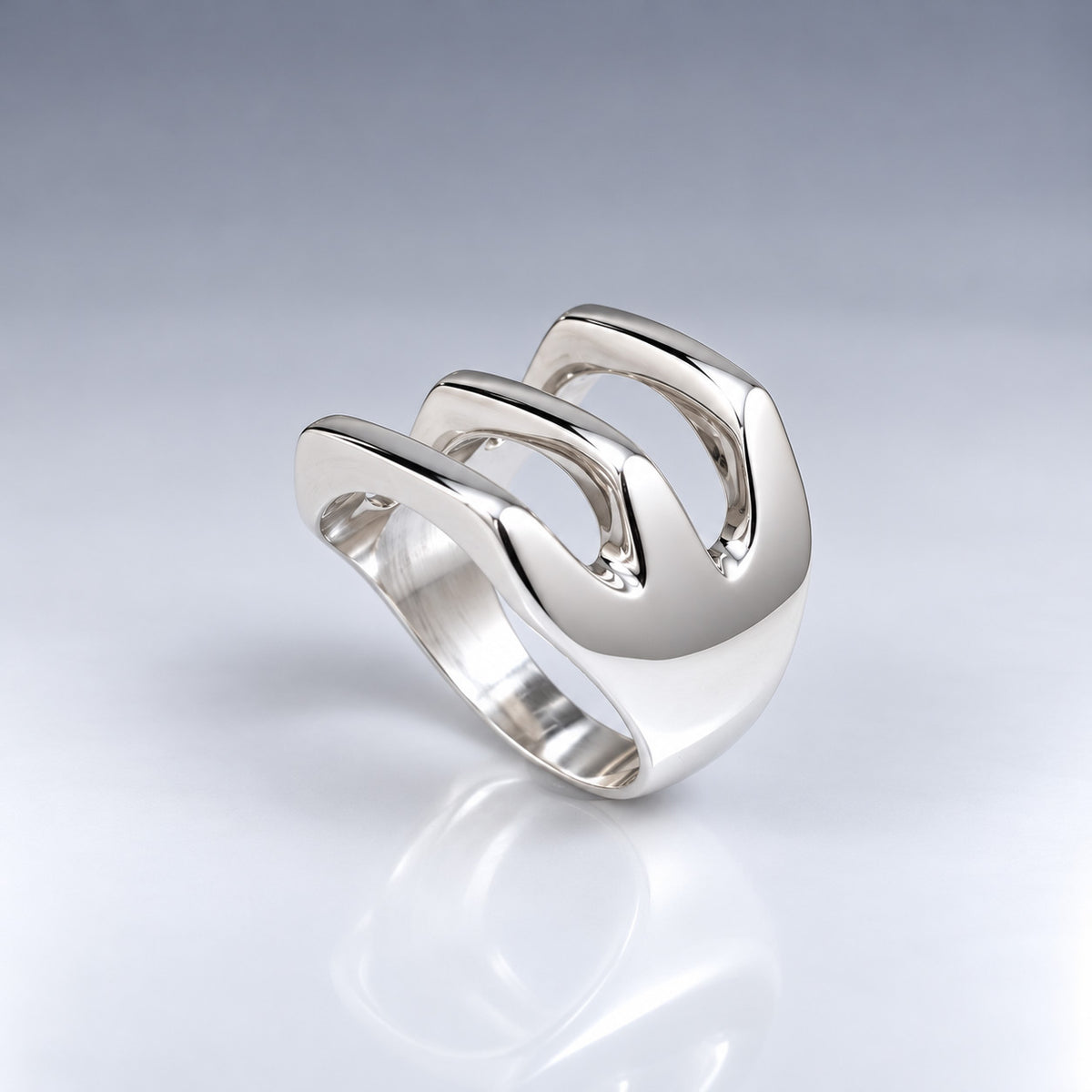 Saha Linear Flow Silver Ring