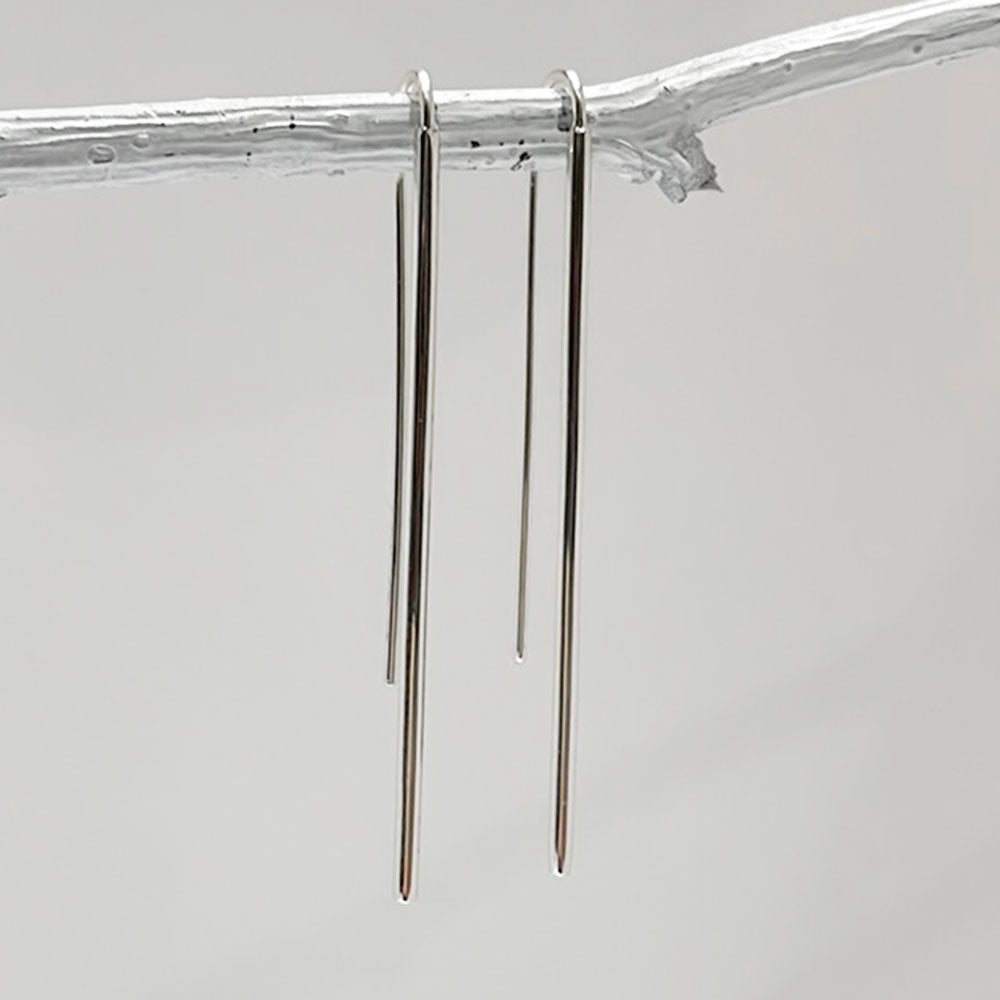 Selene Long Beacon Silver Dangle Earrings