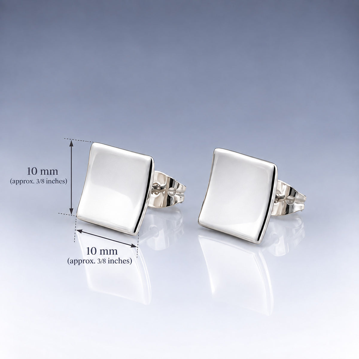 Selene Small Dapped Square Silver Stud Earrings