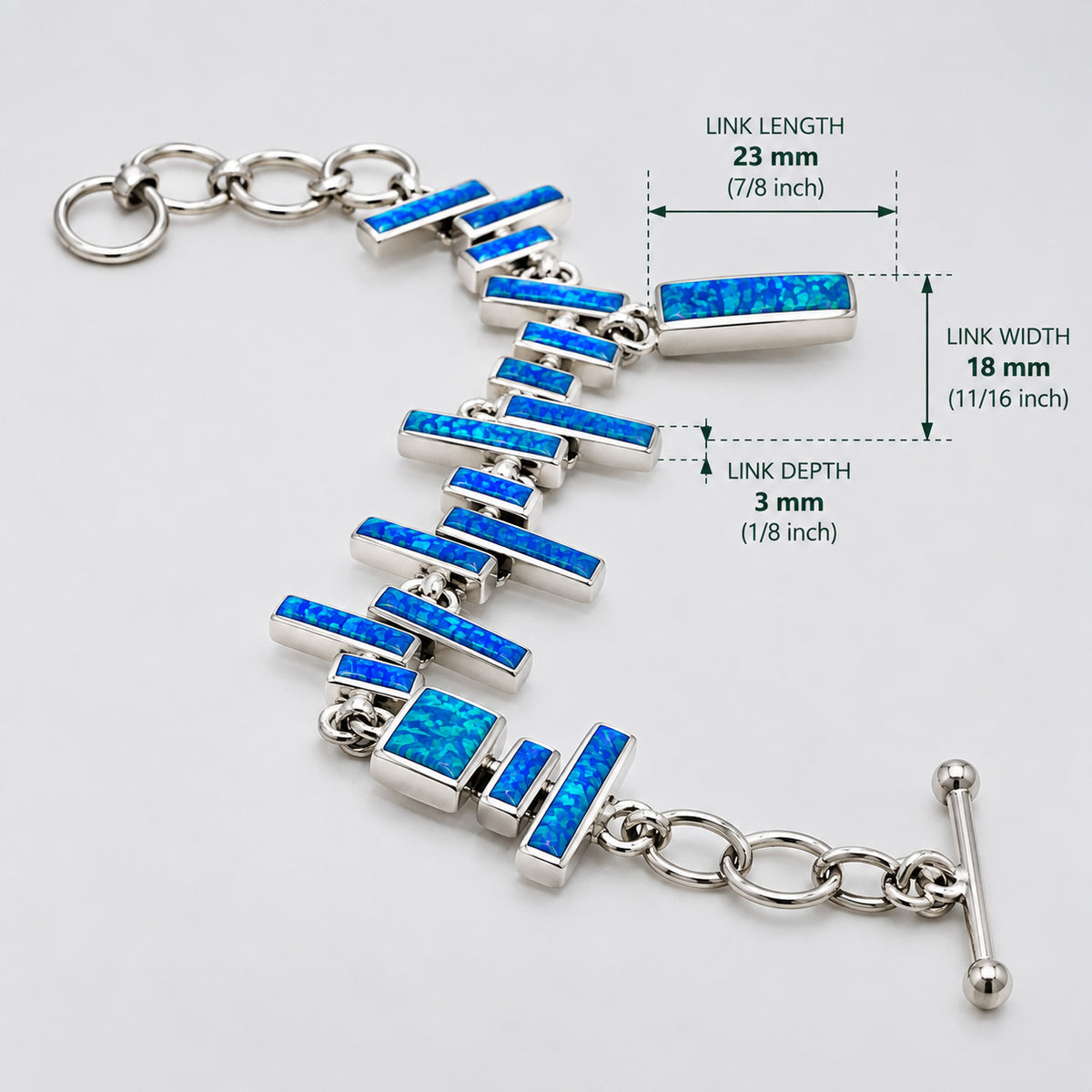 Sleveen Kinsale Steps Dark Blue Opalescent Resin Silver Bracelet