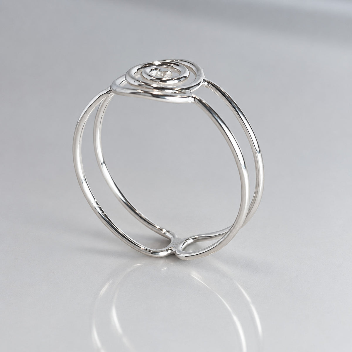 Tara Double Wire Band with Celtic Swirl Silver Stacking Ring