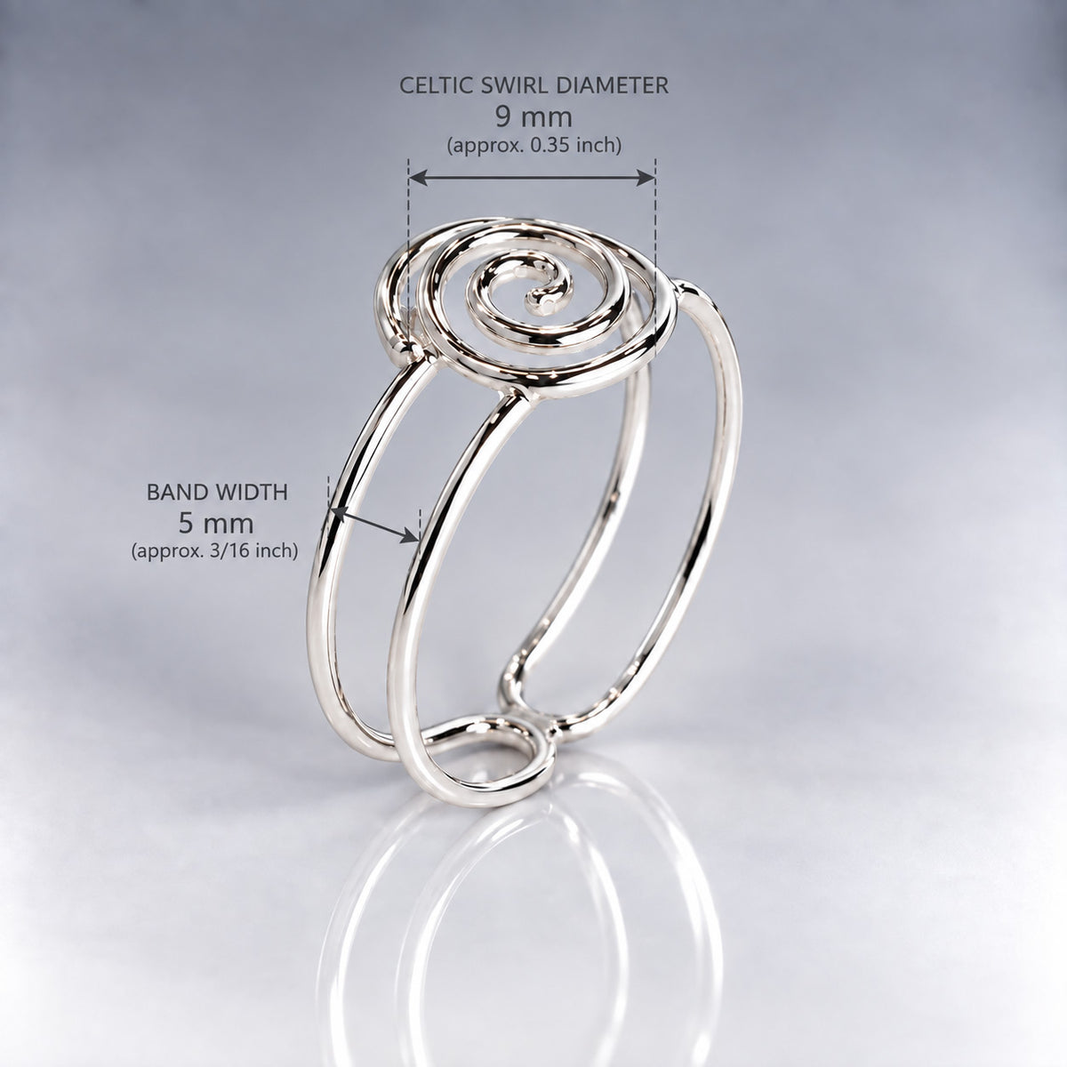 Tara Double Wire Band with Celtic Swirl Silver Stacking Ring