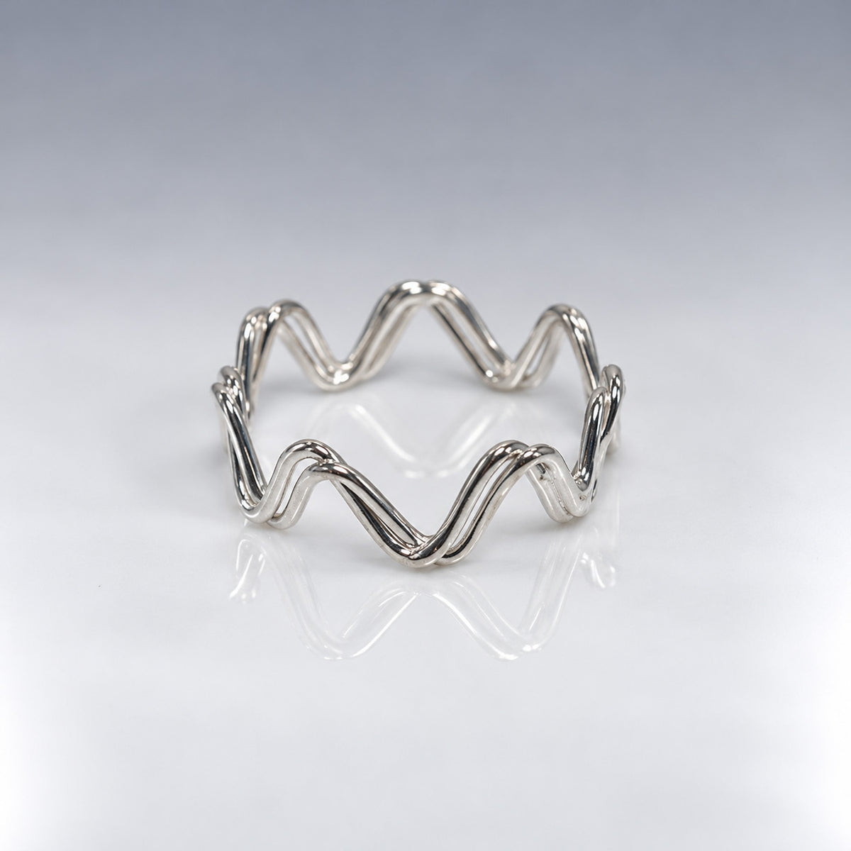 Tara Interwoven Waves Silver Stacking Ring