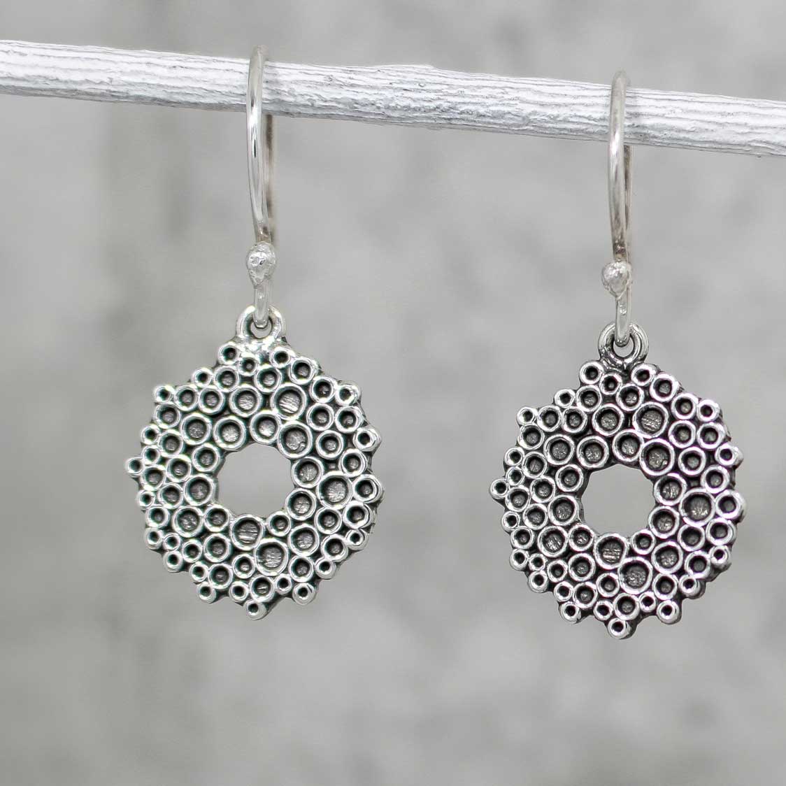 Tara Orb of Effervescence Oxidised Silver Dangle Earrings