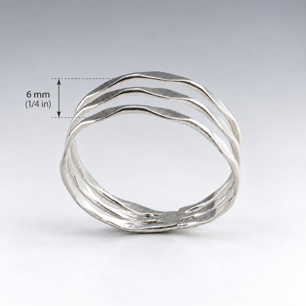 Tara Triple Band Diamond Pattern Silver Stacking Ring