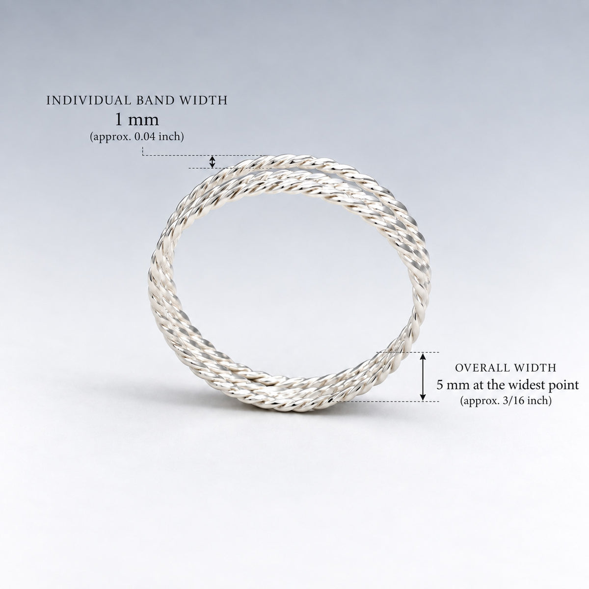 Tara Triple Band Weave Silver Stacking Ring