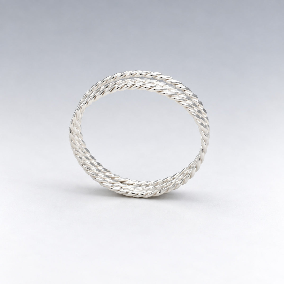 Tara Triple Band Weave Silver Stacking Ring