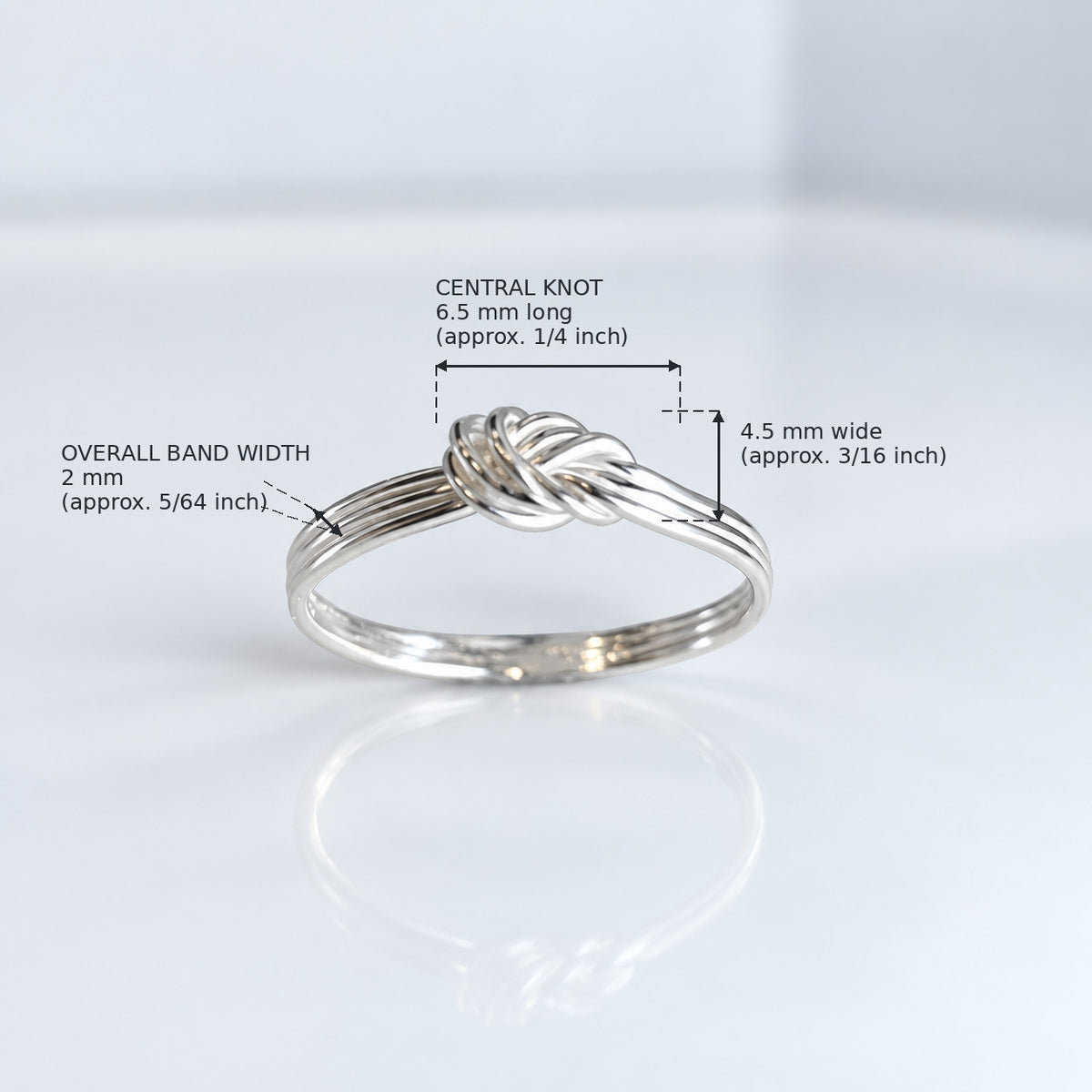 Tara Triple Band with Knot Silver Stacking Ring