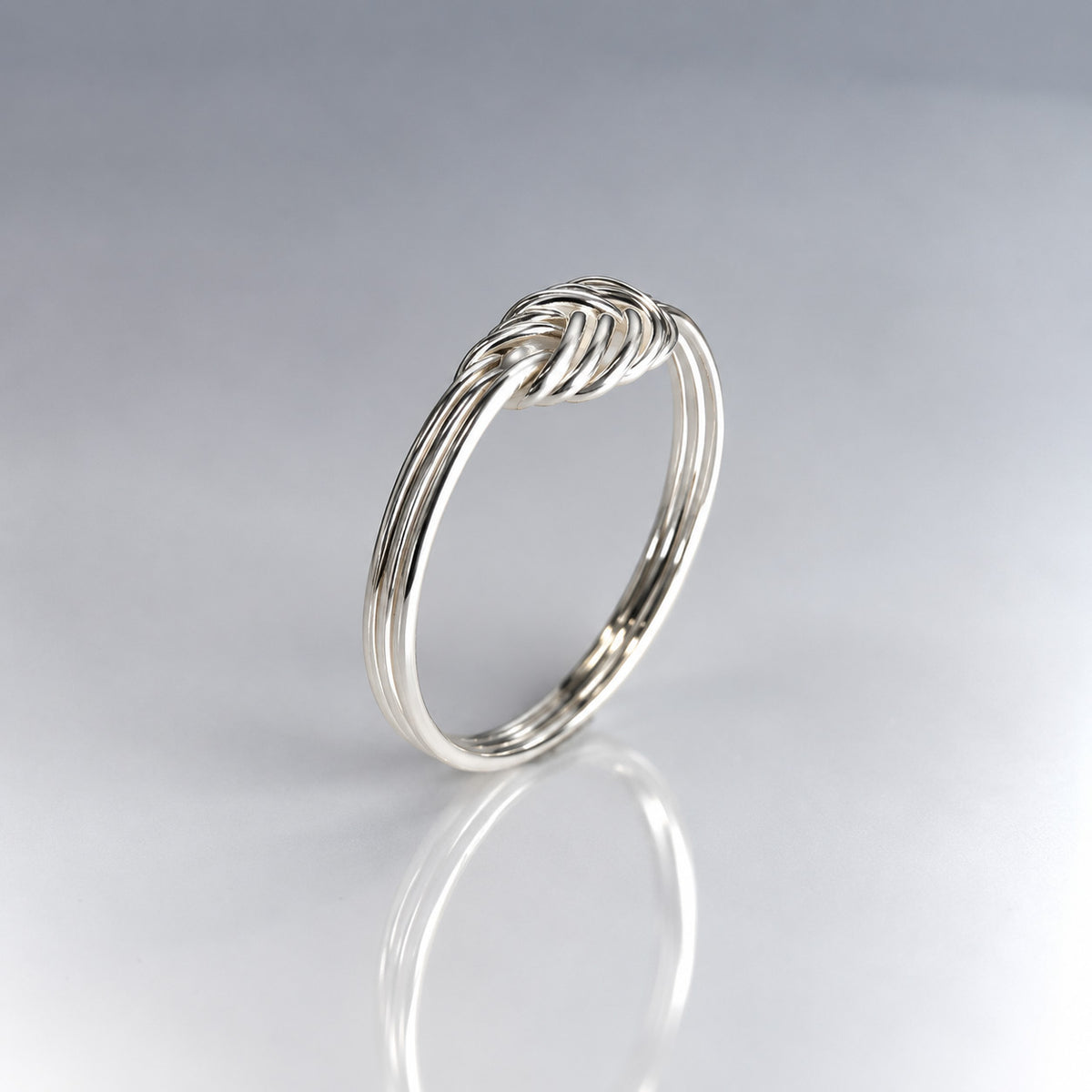 Tara Triple Band with Knot Silver Stacking Ring