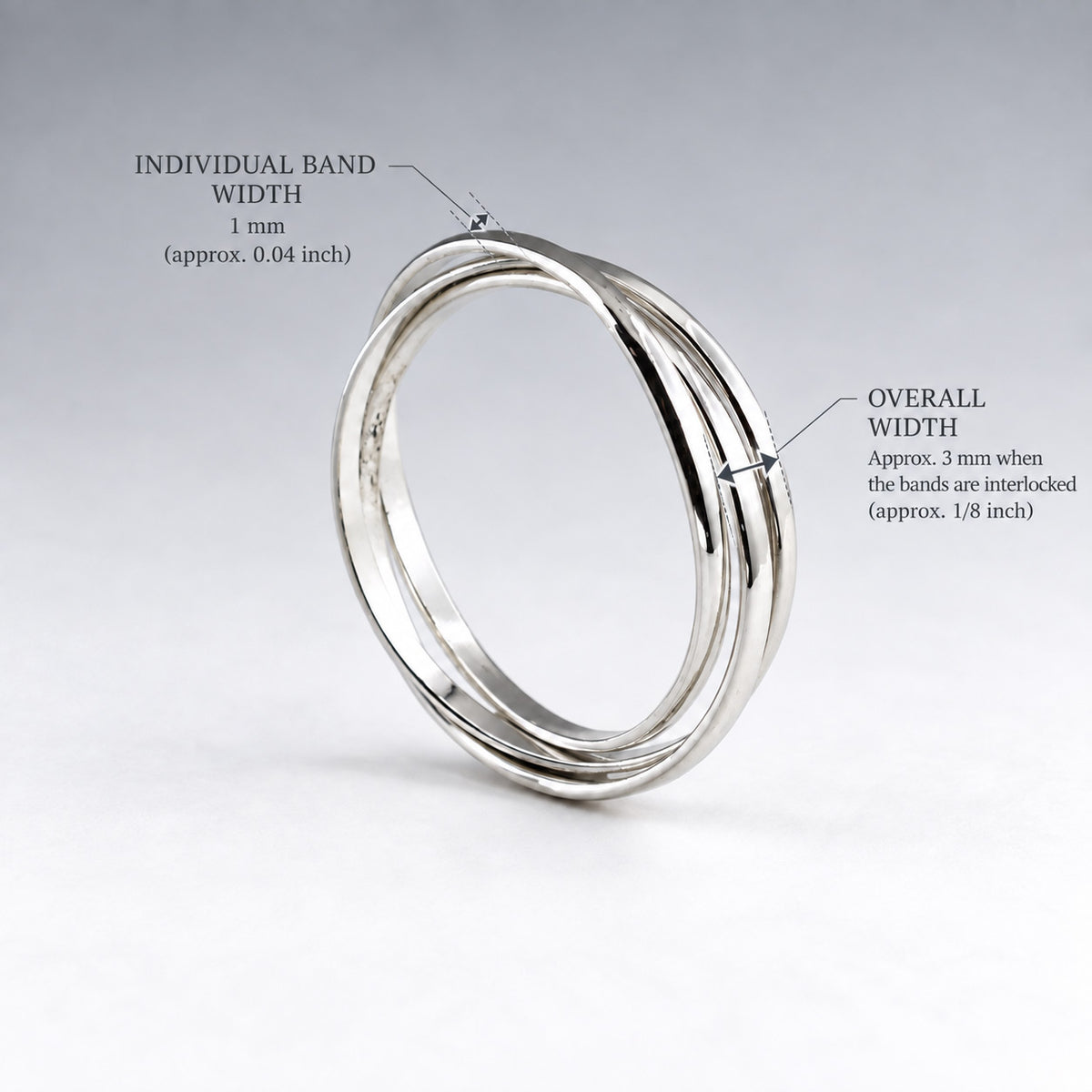 Tara Triple Interlocking Silver Russian Wedding Ring