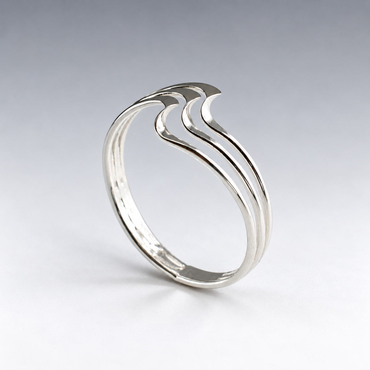 Tara Triple Soft Ocean Wave Silver Stacking Ring