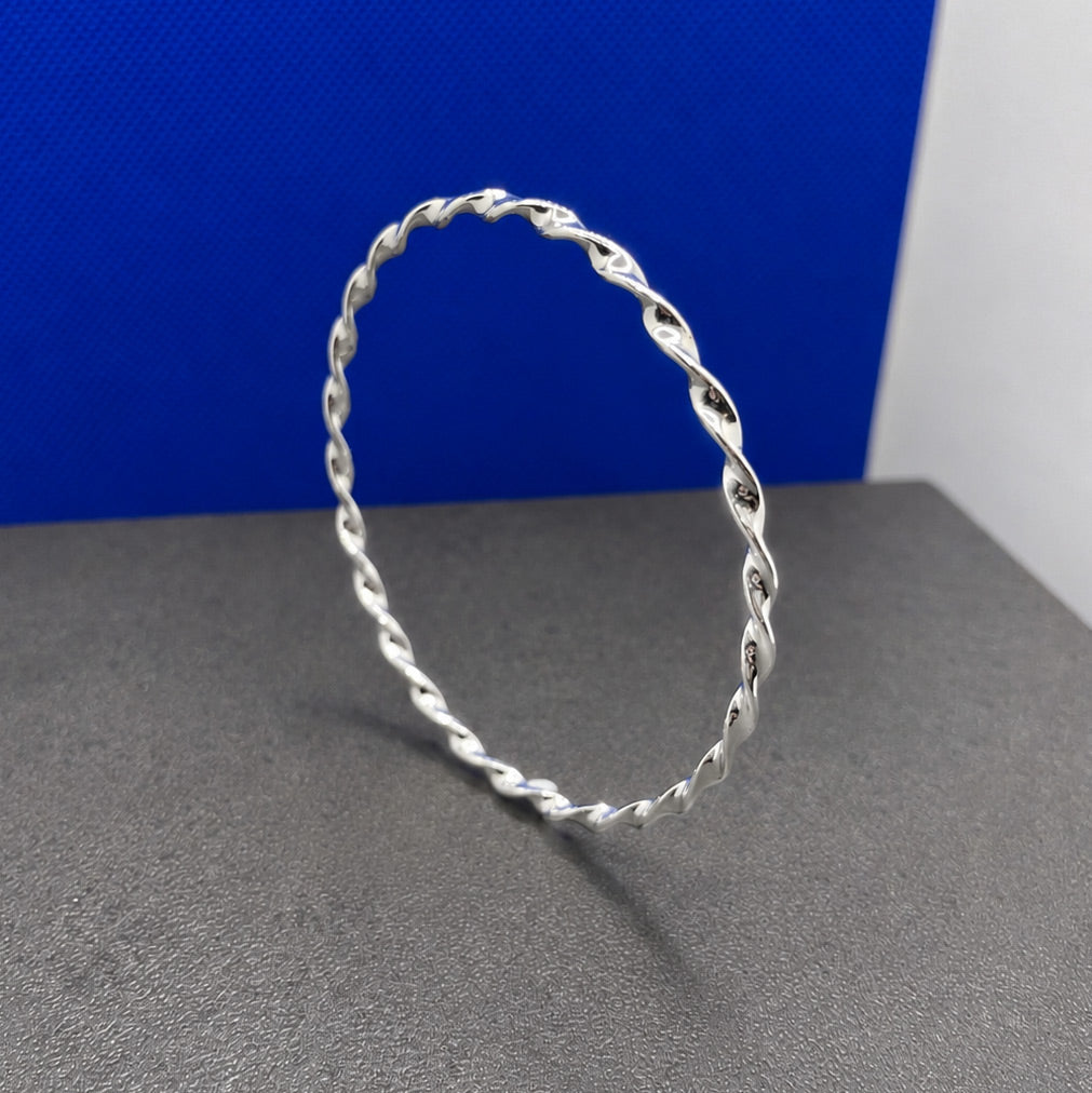 Tara Twisted Silver Bangle Bracelet