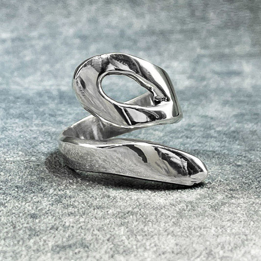 Uisce - Open Wave Smooth Adjustable Silver Ring Curated and designed by Emilio Sotelo Jewelry for Croi Kinsale Jewellery in Kinsale West Cork Ireland Europe. Find exceptional handmade silver and gold jewellery at affordable prices for birthday gifts and Christmas presents. Handcrafted Silver jewelry. Find the best affordable jewellery