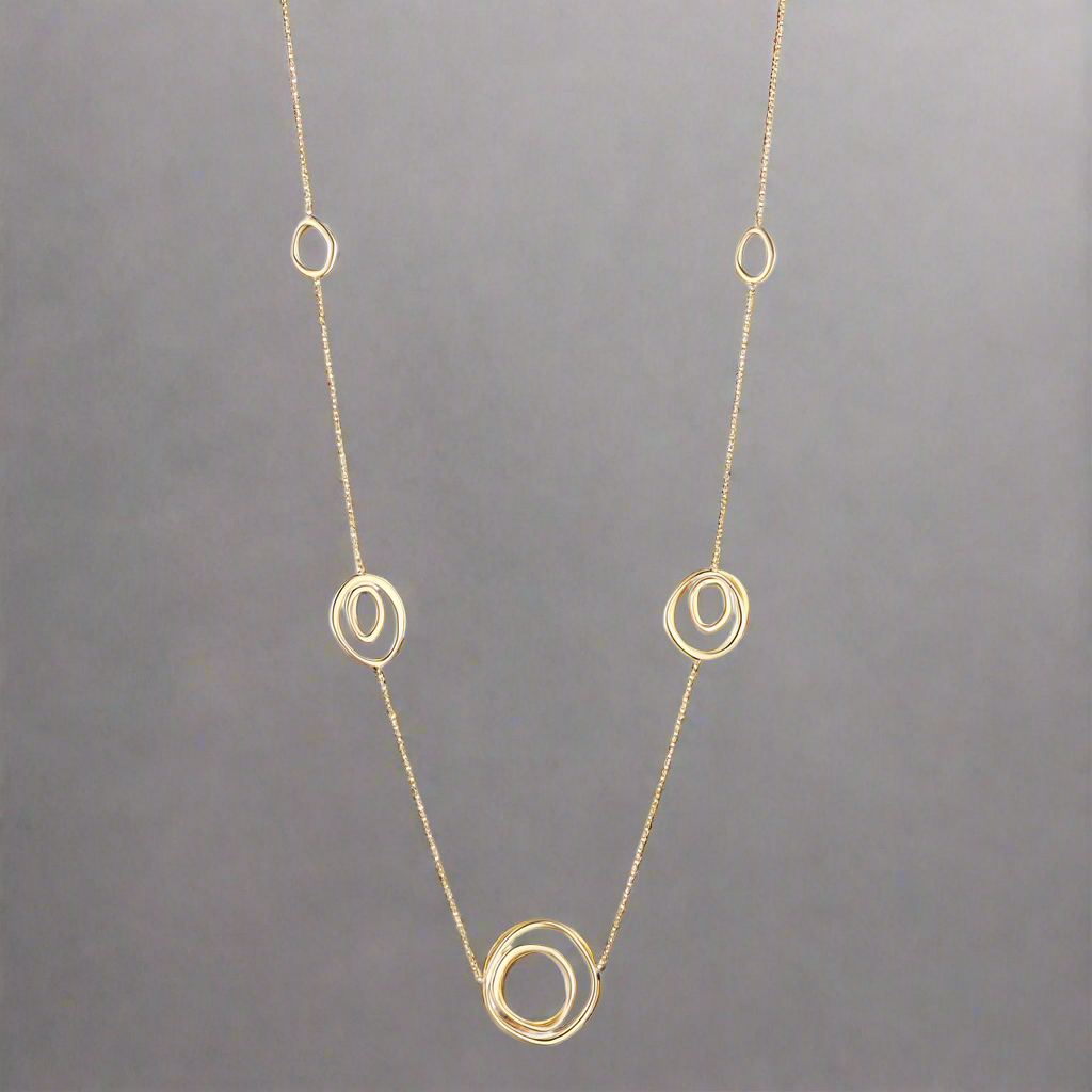 Óir 9K Yellow Gold Necklace Five Spiral Link Necklace