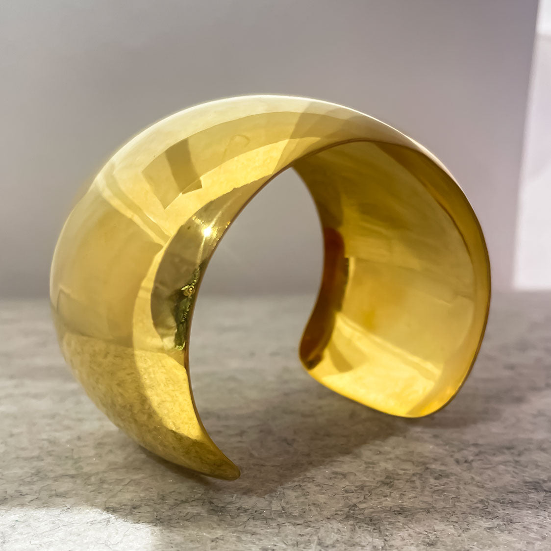 Grian Gold Plated Wide Dome Cuff Polished Bracelet