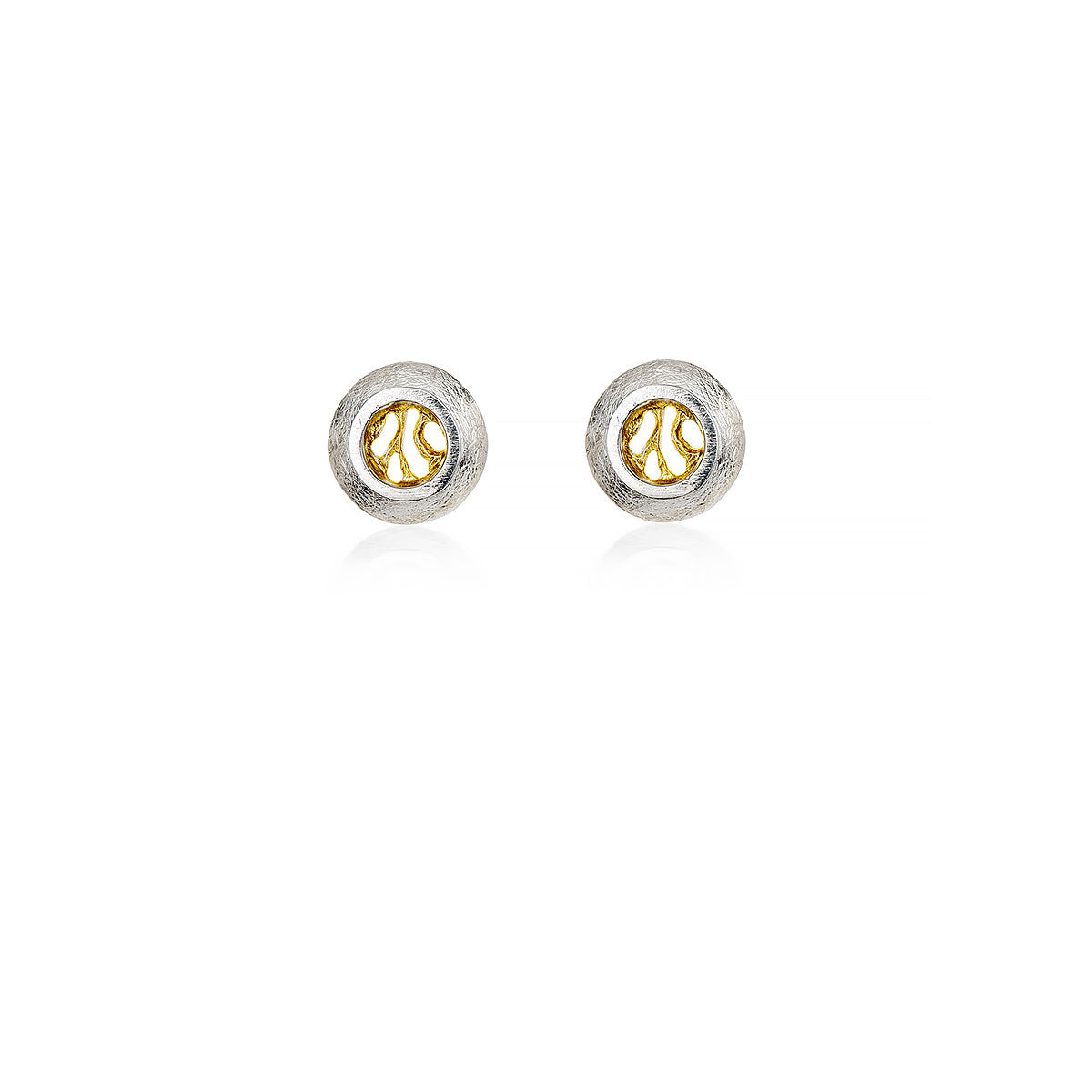 Woven Silver Earrings with 18ct Yellow Gold Vermeil Stud