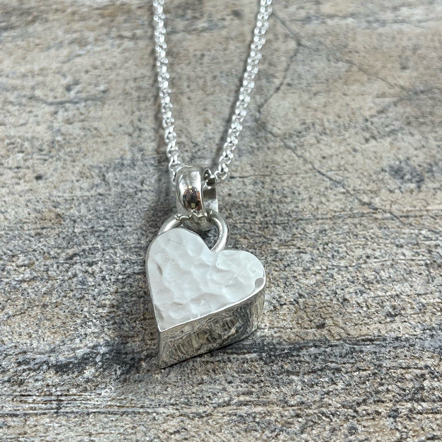 Croi - Hammered 3D Heart Silver Pendant