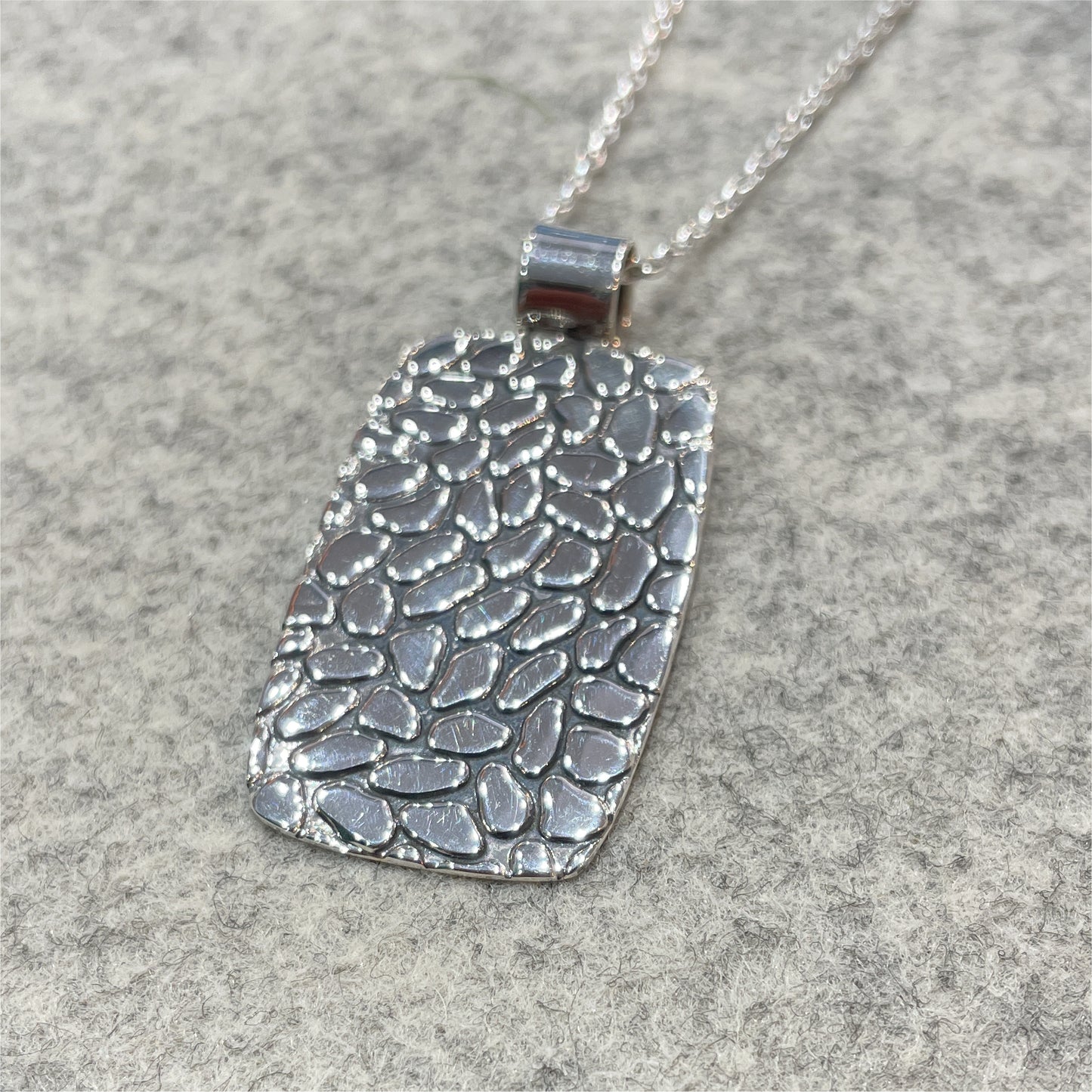 Camila - Rectangle Oxidised Silver Pendant