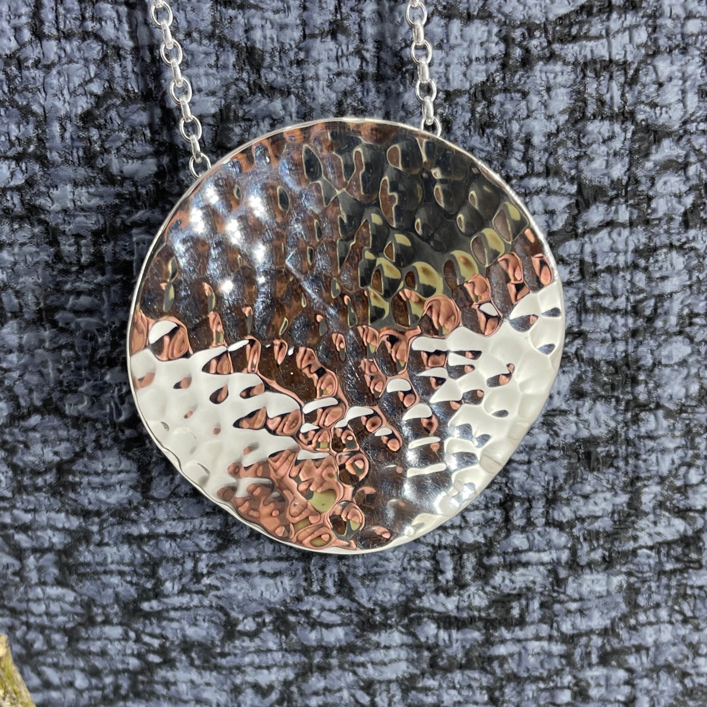 Selene - Disc Hammered Silver Pendant