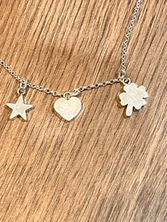 EIRE - Small Irish Heart + Shamrock + Star Silver Charm Set Pendant