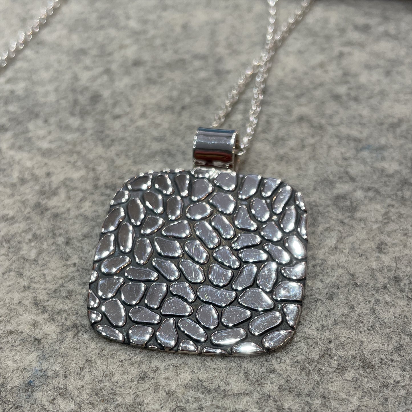 Camila - Square Oxidised Silver Pendant