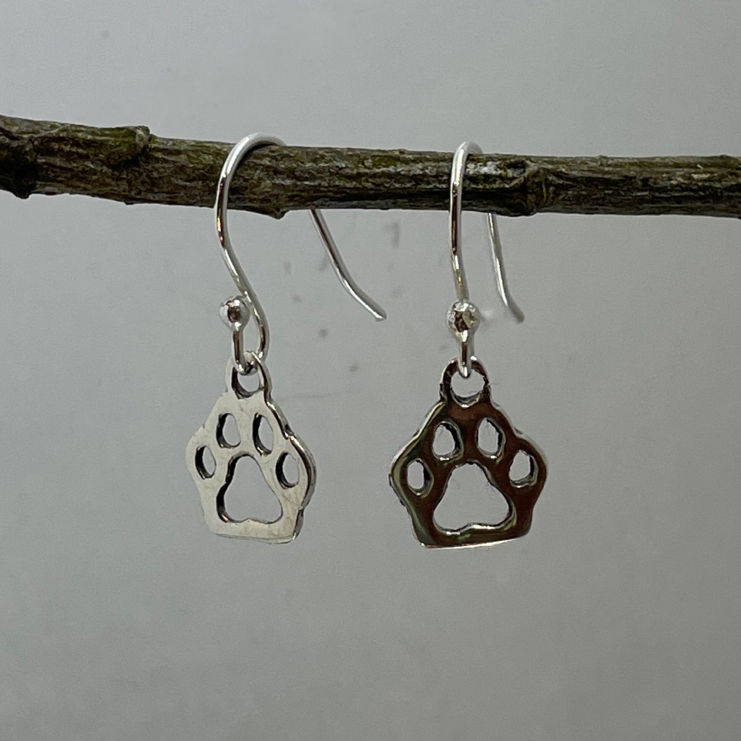 Croi - Ted Paw Print Silver Earrings - Dangle