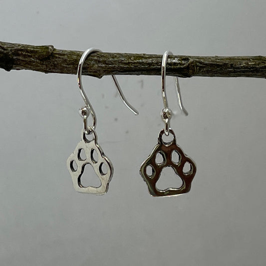 Croi - Ted Paw Print Silver Earrings - Dangle Curated and designed by Emilio Sotelo Jewelry for Croi Kinsale Jewellery in Kinsale West Cork Ireland Europe. Find exceptional handmade silver and gold jewellery at affordable prices for birthday gifts and Christmas presents. Handcrafted Silver jewelry. Find the best affordable jewellery