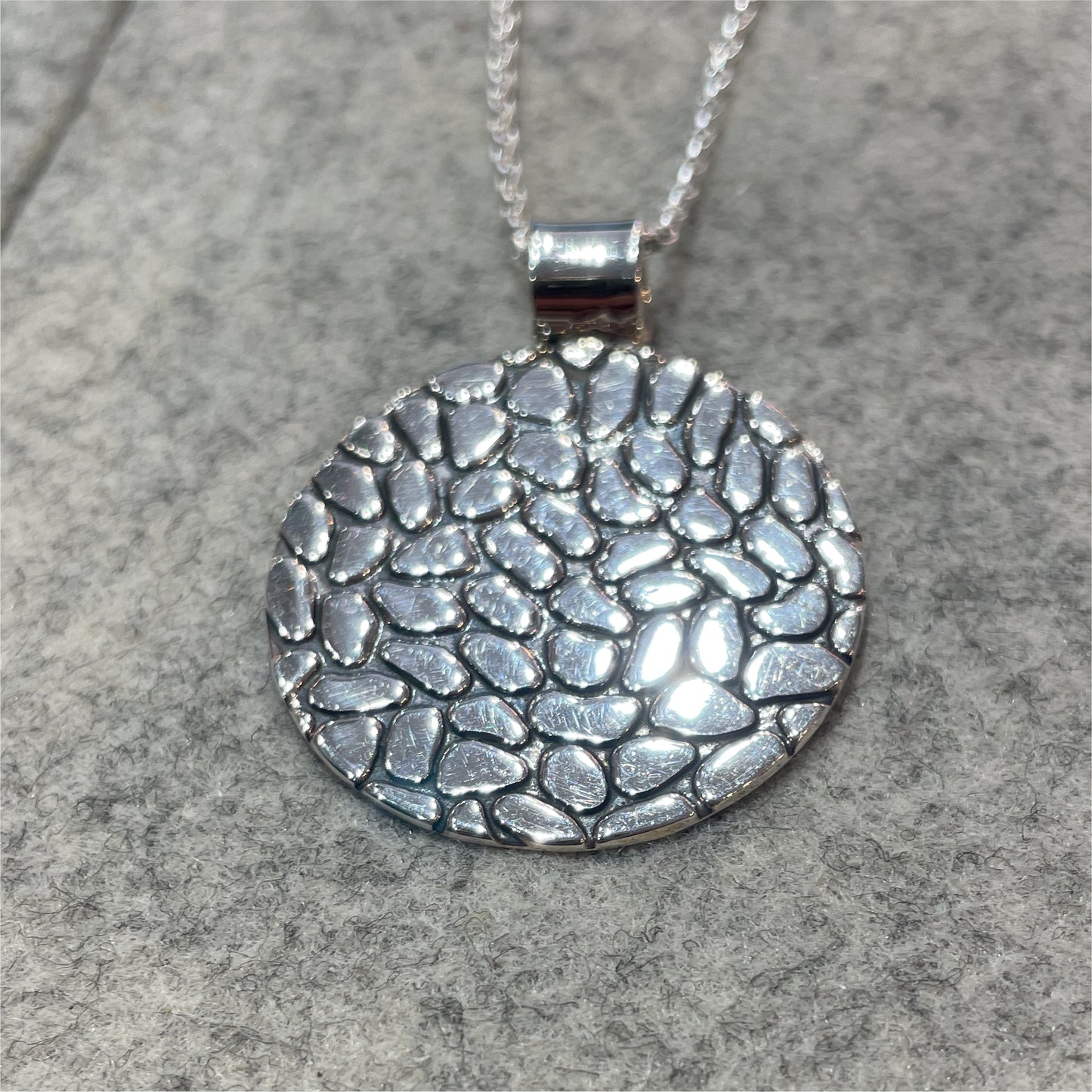 Camila - Disc Oxidised Silver Pendant