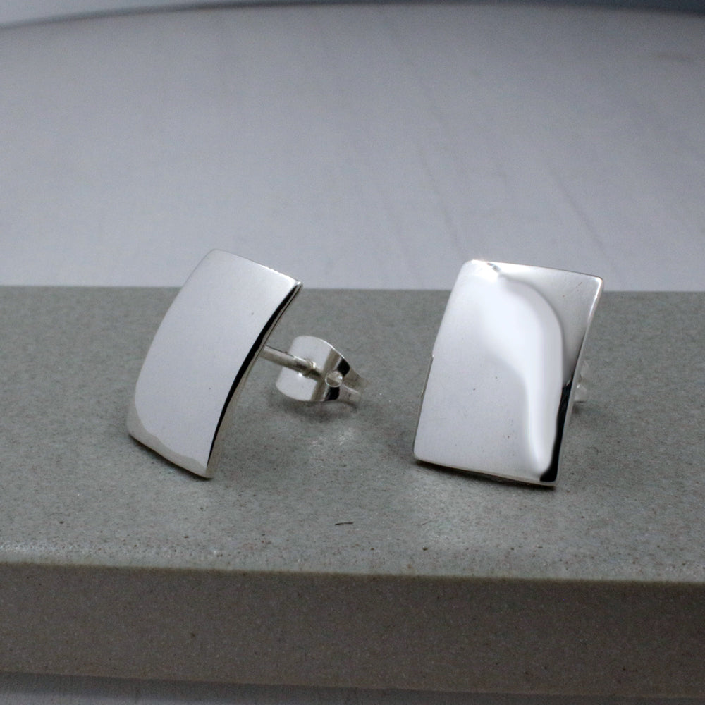 Artemis - Small Rectangle Silver Earrings - Stud Curated and designed by Emilio Sotelo Jewelry for Croi Kinsale Jewellery in Kinsale West Cork Ireland Europe. Find exceptional handmade silver and gold jewellery at affordable prices for birthday gifts and Christmas presents. Handcrafted Silver jewelry. Find the best affordable jewellery