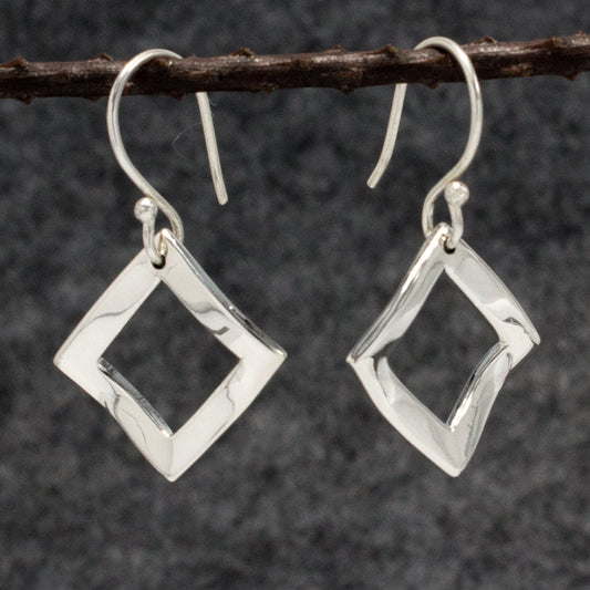 AYA - Rhombus Silver Earrings - Dangle Curated and designed by Emilio Sotelo Jewelry for Croi Kinsale Jewellery in Kinsale West Cork Ireland Europe. Find exceptional handmade silver and gold jewellery at affordable prices for birthday gifts and Christmas presents. Handcrafted Silver jewelry. Find the best affordable jewellery