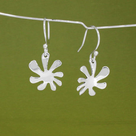 Moineir - Small Urban Flower Silver Earrings - Dangle Curated and designed by Emilio Sotelo Jewelry for Croi Kinsale Jewellery in Kinsale West Cork Ireland Europe. Find exceptional handmade silver and gold jewellery at affordable prices for birthday gifts and Christmas presents. Handcrafted Silver jewelry. Find the best affordable jewellery