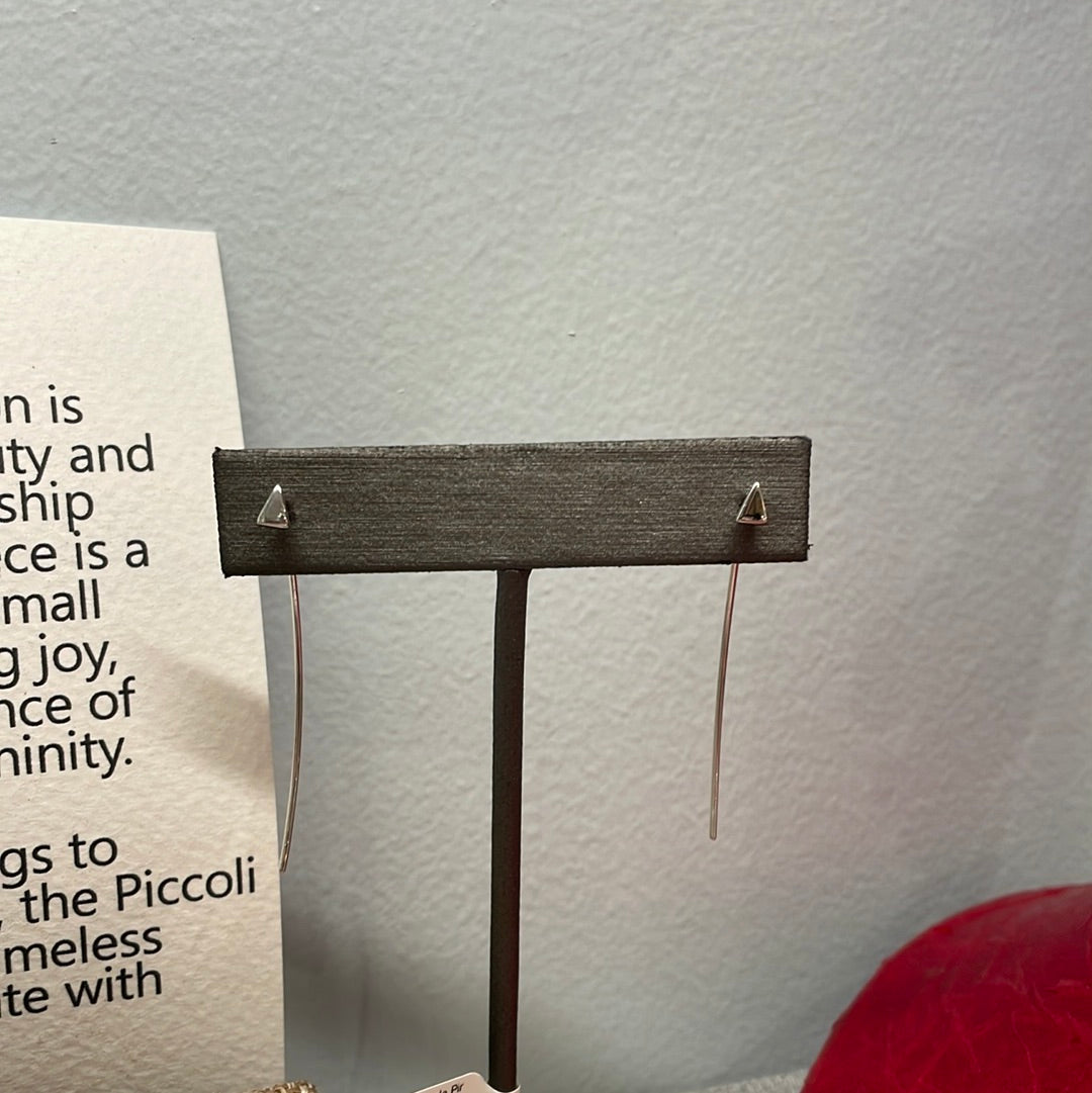 Piccoli Tiny Triangle Silver Ireland Pin Earrings