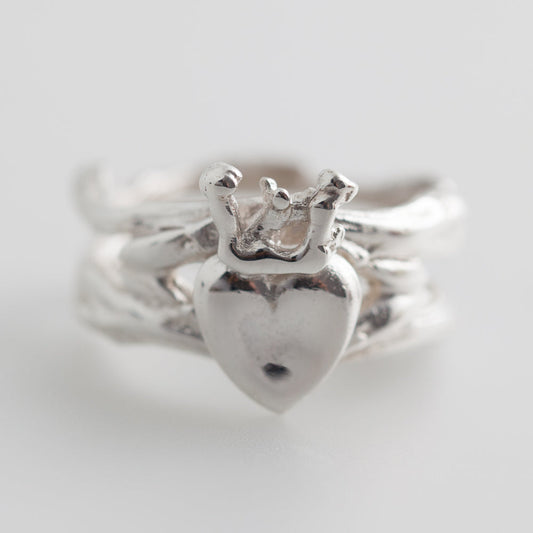 Double Claddagh Silver Ring - Size 7 - Kathleen Holland Jewellery
